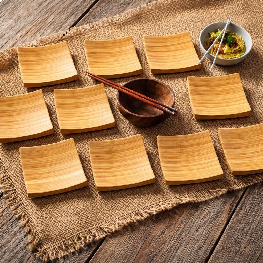 Front of the House 5in Flare Bamboo Plate‎ Set of 12 DAP043BBB23 Natural Wood